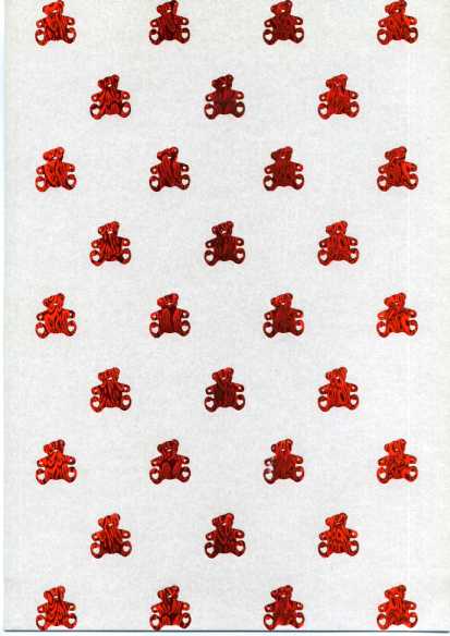 Embossed Pearl Card A4 - Teddies - Red on White